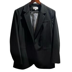 Calvin Klein Women's Single Breasted Lined Metal Button Black Suit Blazer Sz 16W